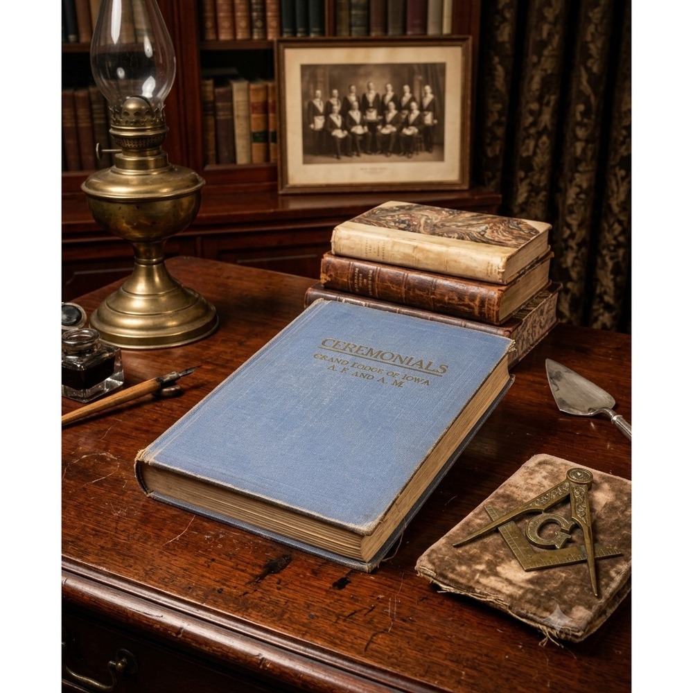 Vintage 1952 Masonic Ceremonials Grand Lodge of Iowa AF & AM Blue Cloth Book